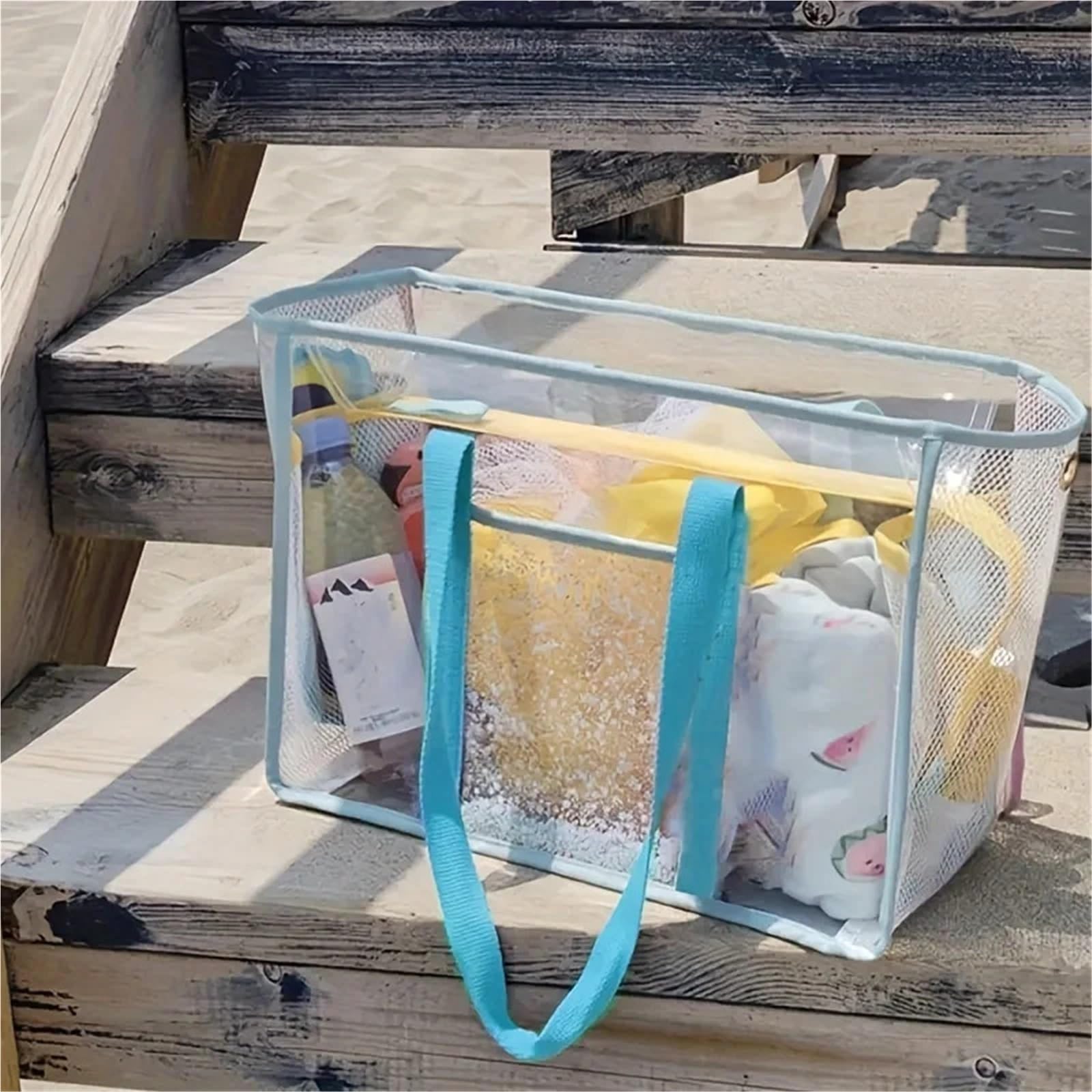 Sac De Rangement Transparent Sac de Plage Transparent Grande capacité, Sac de Voyage Portable en PVC, Sac fourre-Tout de Rangement étanche for Le Lavage, Le Fitness et la Natation(Pink-XL)