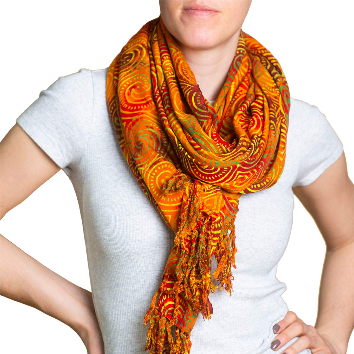 Panasiam Unisex B010 Orange Tones Scarf 190X116cm, L
