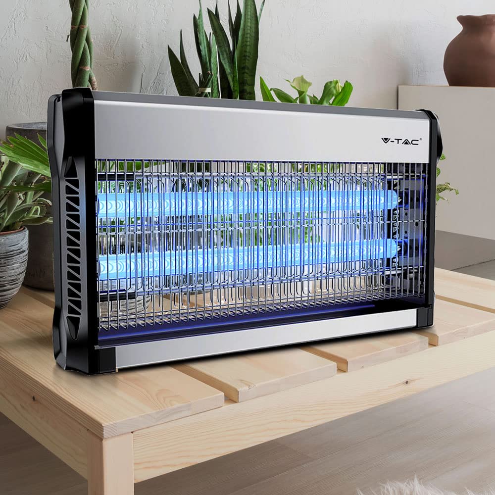 etc-shop Insektenvernichter Mückenschutz Elektrischer Insektenvernichter 100m2 Lock Effekt UV Strahlen, Moskitolampe, Aluminium, Schalter, LxBxH 50,2x9,35x28