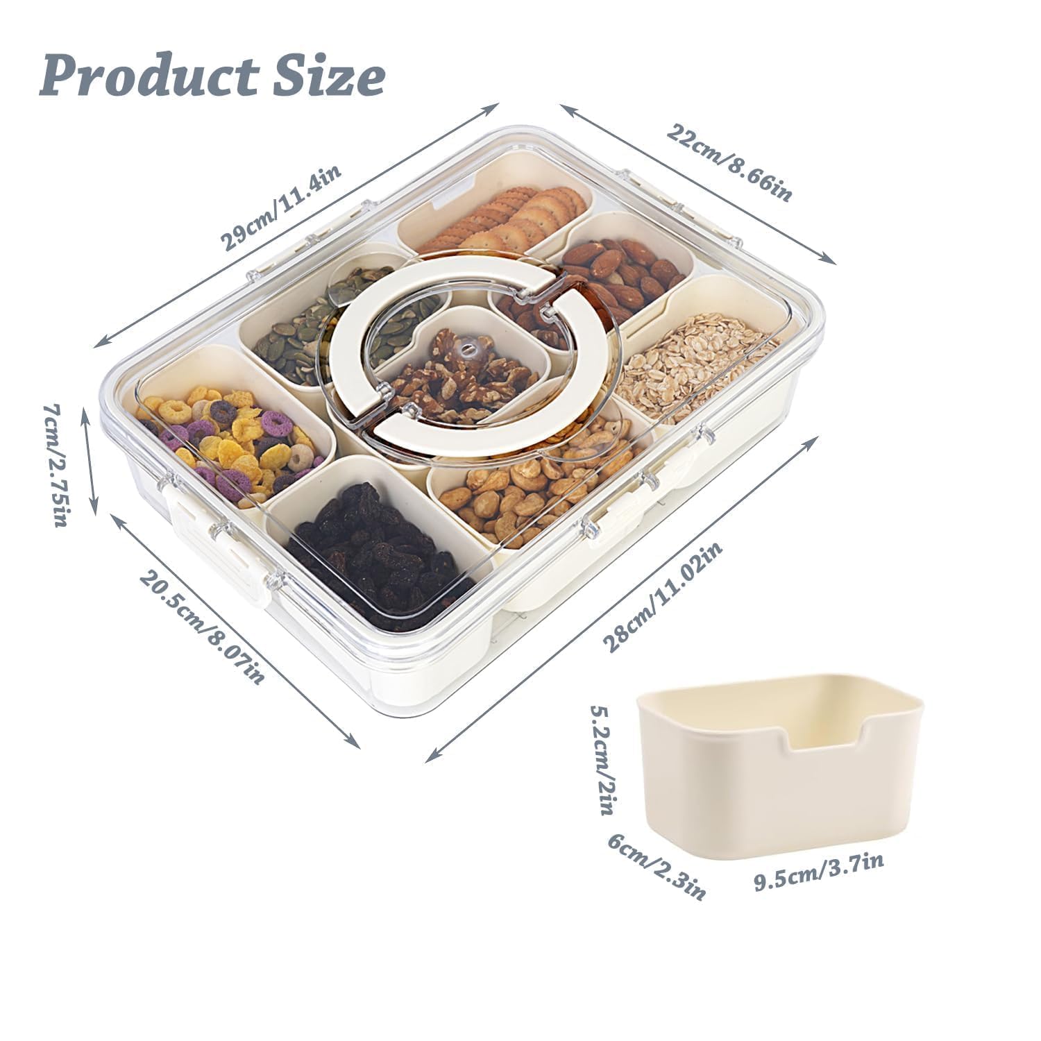 Snackbox Mit Trennwänden, Transparent – 2 Stück, Mit Deckel & Griff, Für Picknick, Kühlschrank & Party