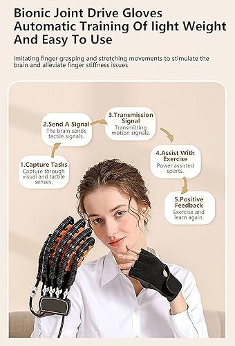 Miniatura 4 de Guantes de robot de rehabilitación, hemiplejia, artritis, mano, dedo, rehabilitación, recargablesenchufables, con ortesis de dedos en modo espejo