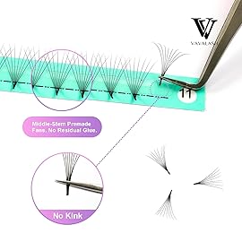 VAVALASH Premade Fans Eyelash Extensions 320 Fans 5D 6D 8D 10D 12D 0.05 0.07 Thickness C/D Curl Middle Stem Pointy Base Premade Fans Russian Volume Lash Extensions (320 Fans-8D-0.07-D-8-15mm)