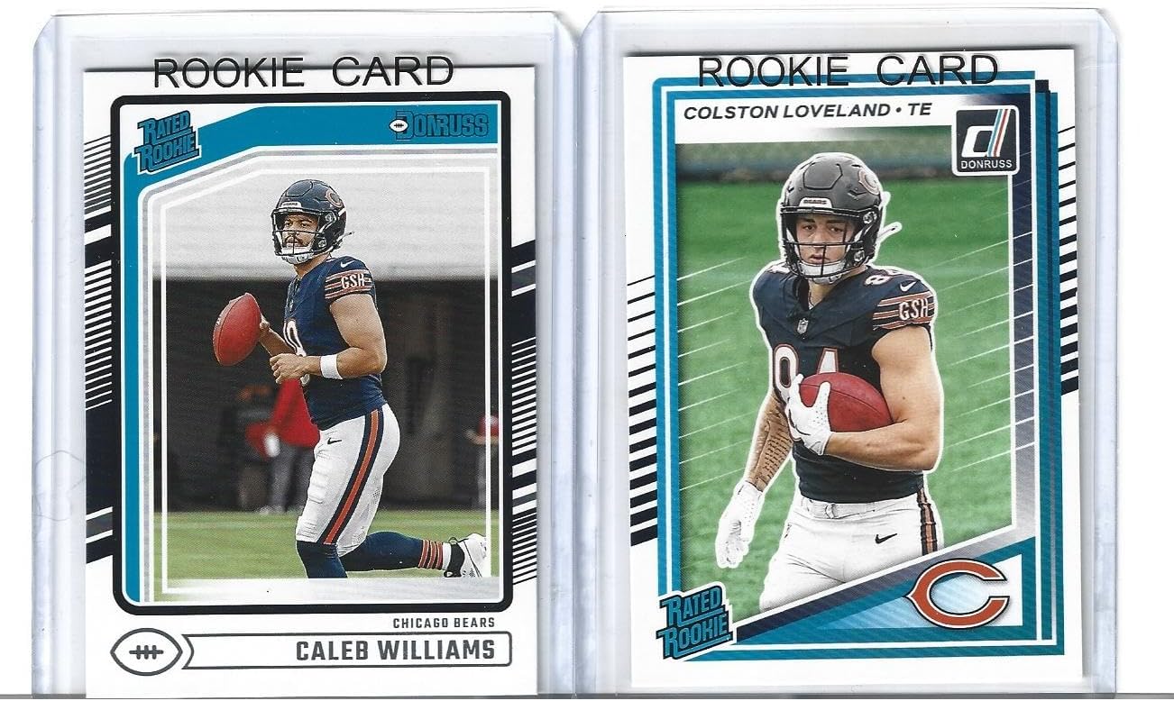 Caleb Williams and Colston Loveland Football Rookie 2 Card Lot Donruss Bears Young Star Quarterback & Tight End! You Will Receive Both Cards Shown