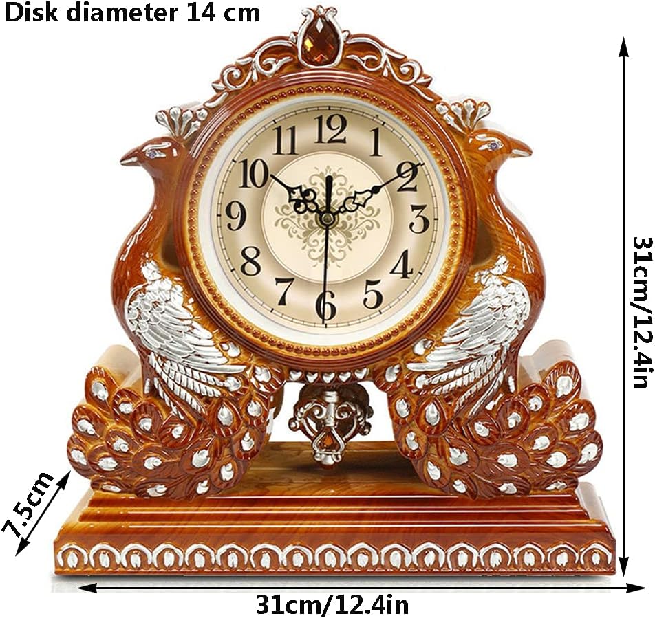 Mantel Clocks, Battery Operated Silent Table Clock with Westminster Chimes on The Hour, Shelf Decorative Chiming Mantle Clock,4,