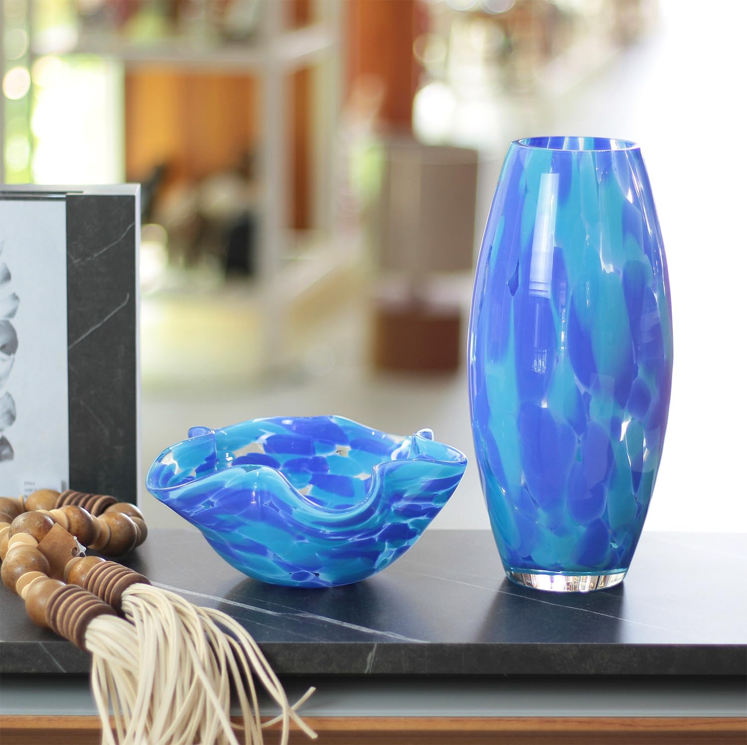 Buy Ca D Oro Glass Vase Blue Confetti Hand Blown Murano-Style Art