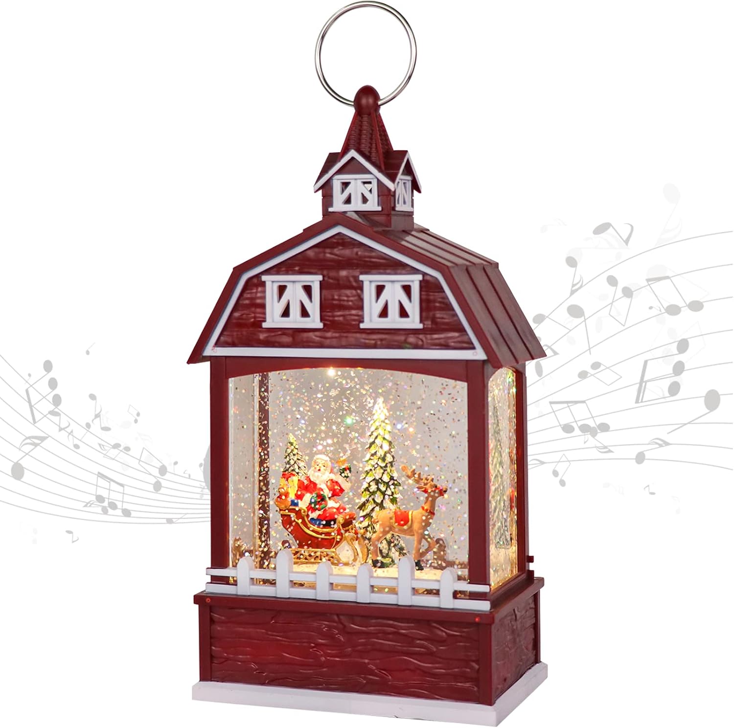 Eldnacele Musical Snow Globe Lantern with Timer, Lighted