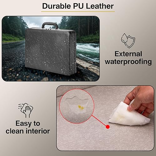 Miniatura 5 de Maletines para hombre, maletín antirrobo con bloqueo de onda larga con compartimento para laptop de 16 pulgadas, piel sintética impermeable,