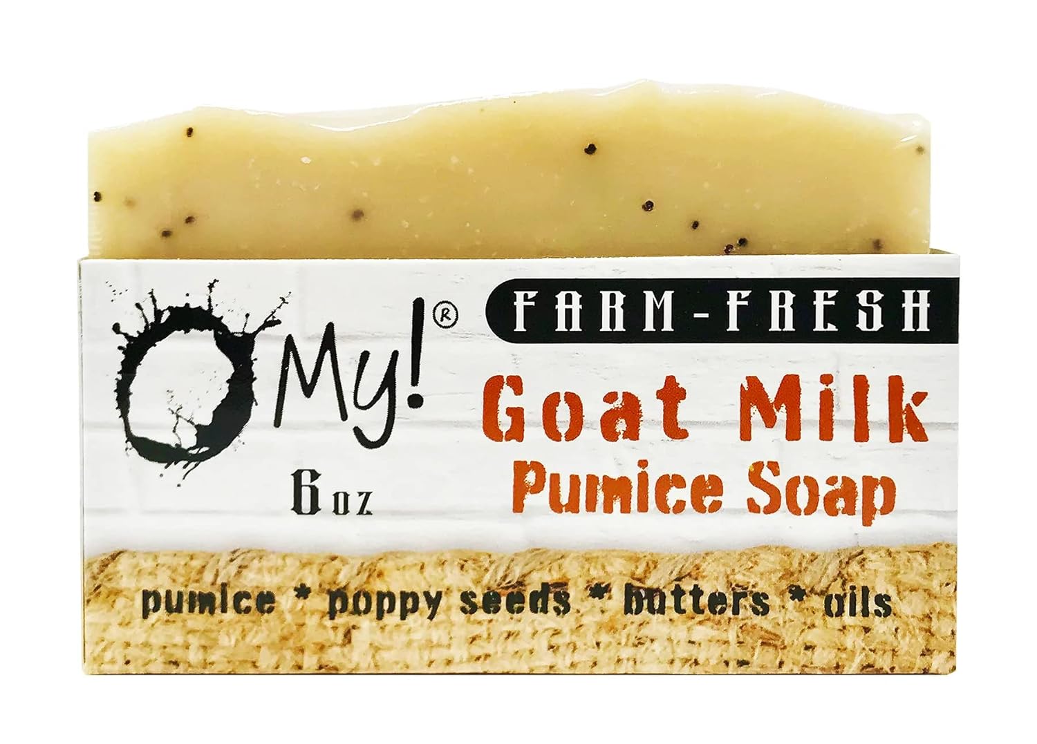 O My! Goat Milk Pumice Soap 6oz | Made with Farm-Fresh Goat Milk | Free of Parabens & More | Handcrafted USA