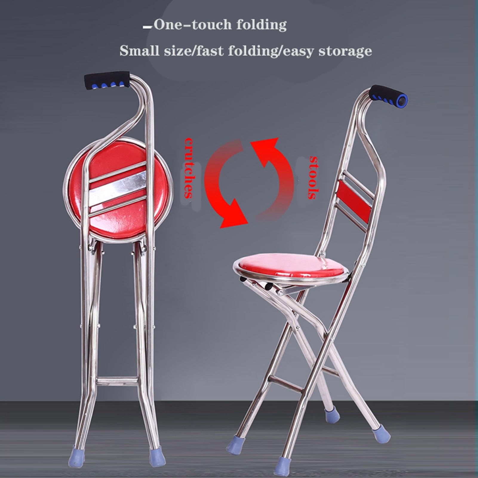 Amazon.co.jp: シート付き杖、Tグリップ、滑り止め、ステンレス鋼、4本