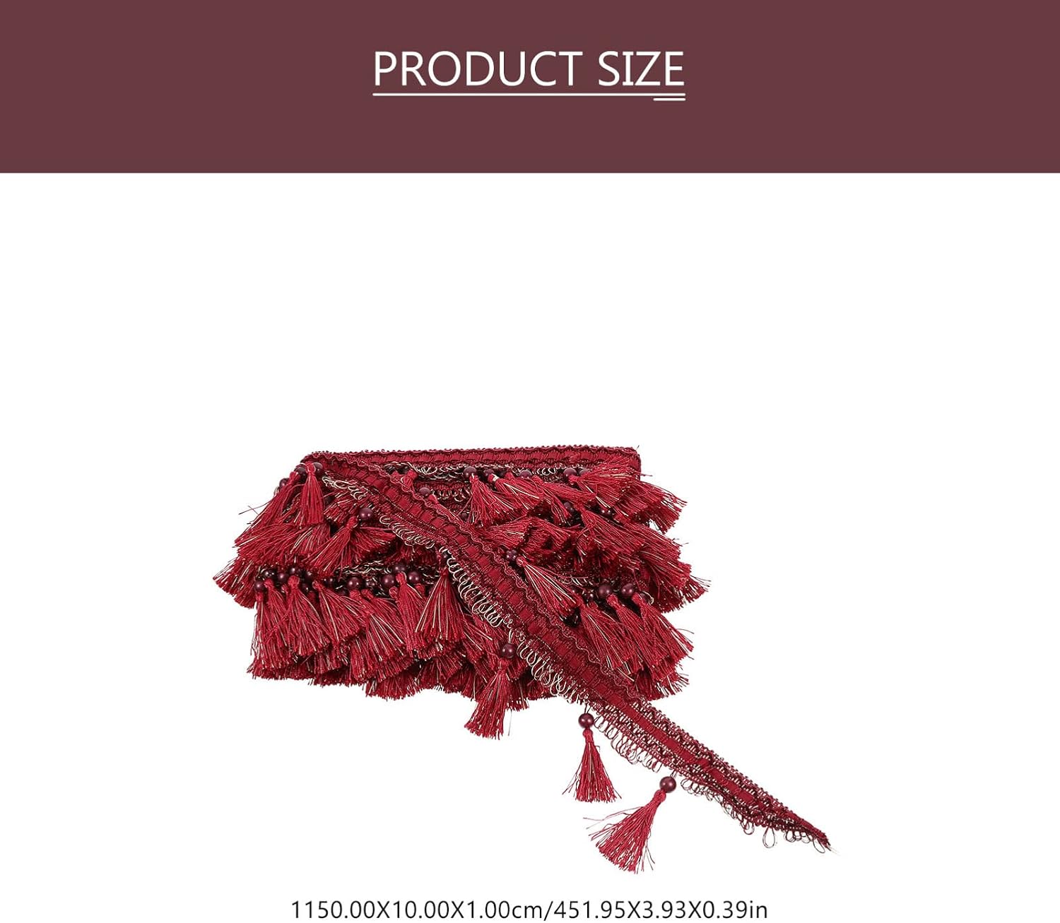 Curtain Fringe Trim Decorative Polyester Red 11.5m Sewing Accessory