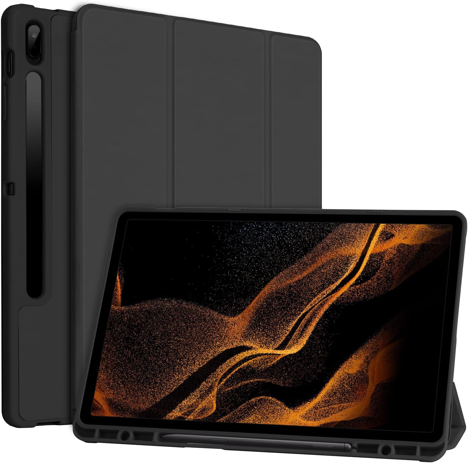 Case for Samsung Galaxy Tab S7 FE/ S8+ Plus / S7+ Plus 12.4 inches, protective case for Galaxy Tab S7 FE 2021/S8+ 2022/Tab S7+ 2020 (12.4 inches), with pen holder and multiple viewing angles