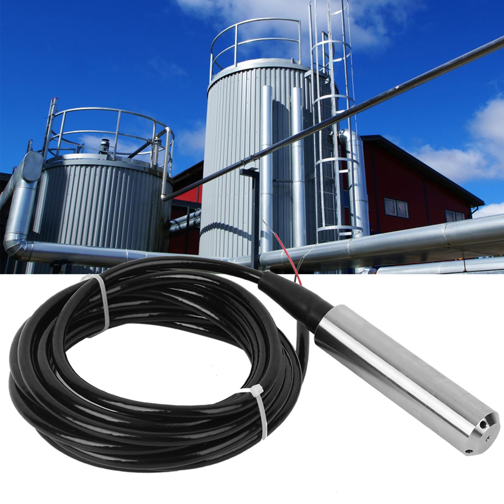 Generic Transmisor de Nivel de Líquido 0-5m, Sensor de Nivel de Agua 24VDC Acero Inoxidable (Rango de medición 0-3 Metros)