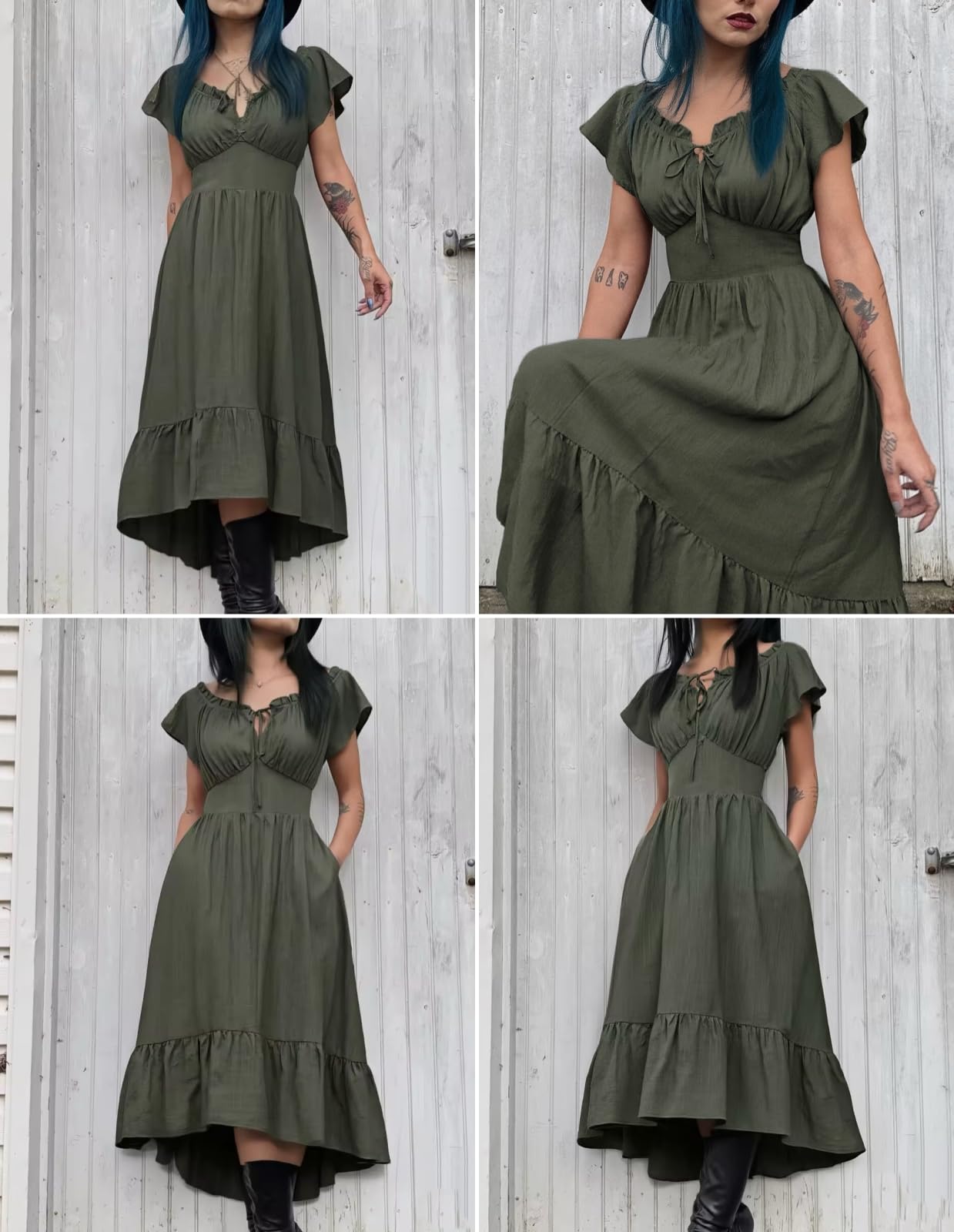 Scarlet Darkness Abito rinascimentale da donna con spalle scoperte e abiti western
