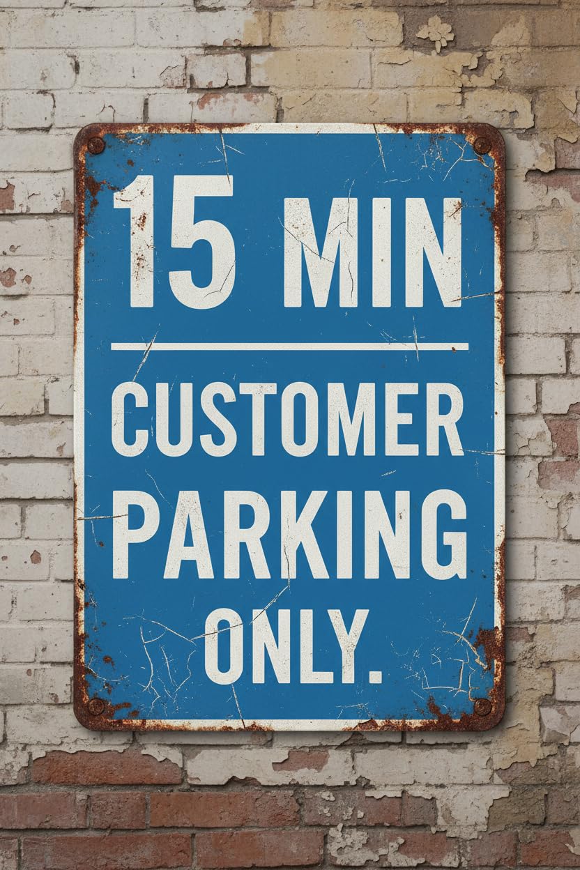 15 Minute Customer Parking Only Tin Sign, 8x12 Inch