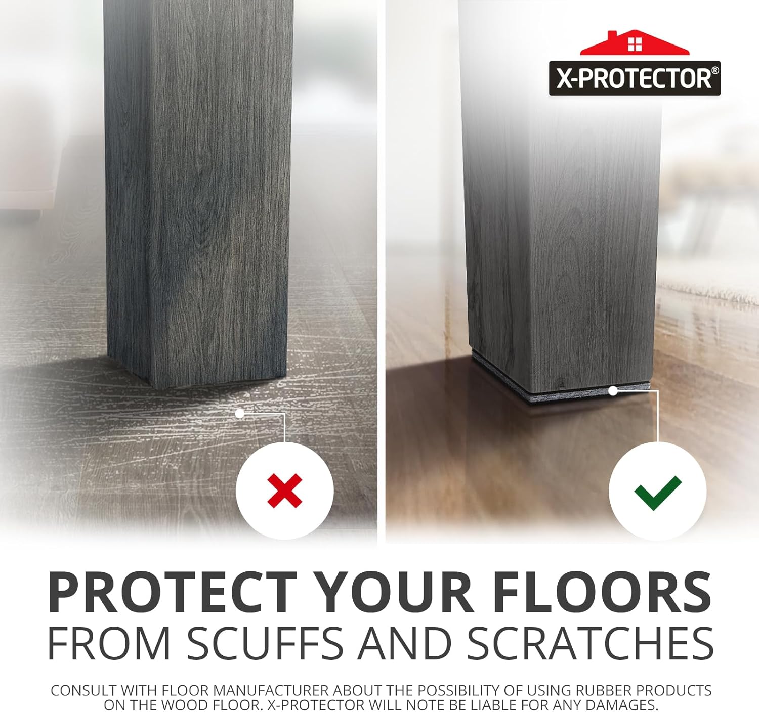 Non Slip Furniture Pads X-PROTECTOR - 8 PCS 4" - Premium Furniture Grippers! Rubber Feet Hardwood Floor Protectors for Furniture Legs - Couch Stoppers - Keep Your Furniture in Place Forever! - Image 4