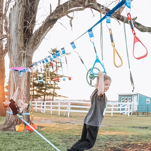 Miniatura 2 de Ninja Warrior - Accesorios de carrera de obstáculos para niños, anillos triangulares de gimnasia, accesorio para Slackline (4 piezas)