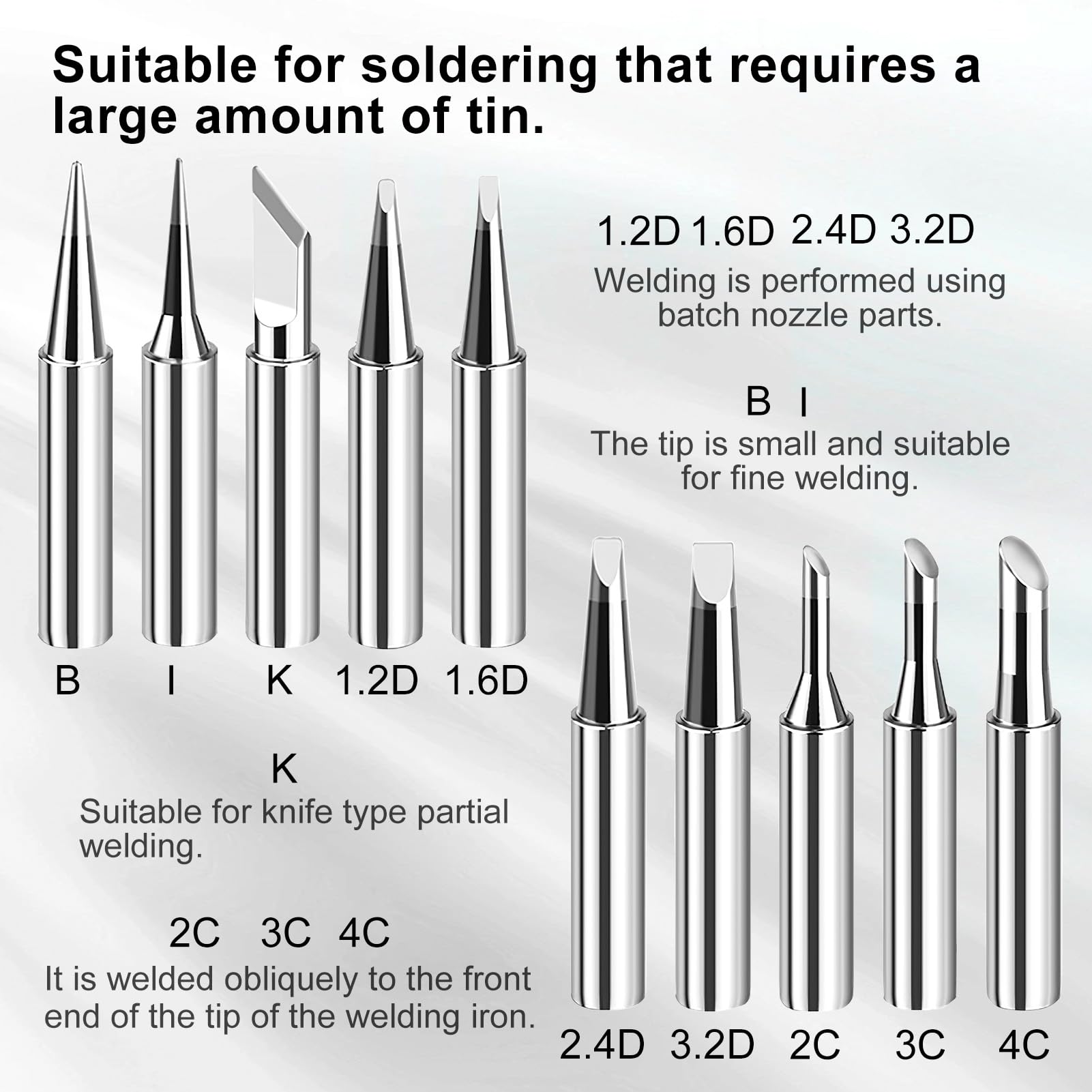 10 Pezzi Punte per Saldatore Senza Piombo,Saldatore Soldering Tips Set,Punta per Saldatore, Modelli Vari per Saldatura di Precisione,Compatibili con Stazioni di Saldatura,Incluso Manicotto Protettivo