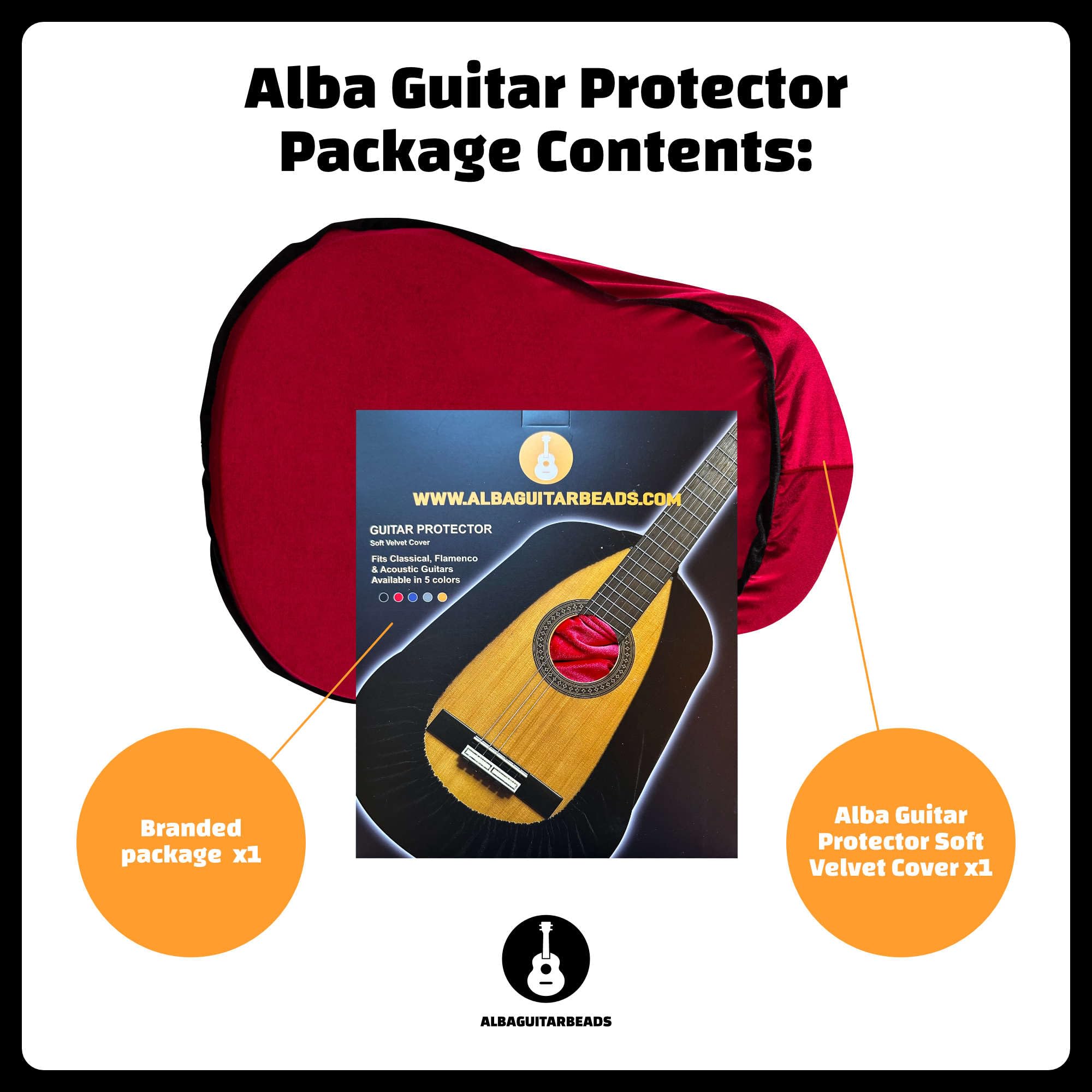 Alba Guitar Dust Cover - Involucro protettivo per chitarre classiche, cover in velluto antipolvere per chitarre acustiche e chitarre elettriche, Rosso