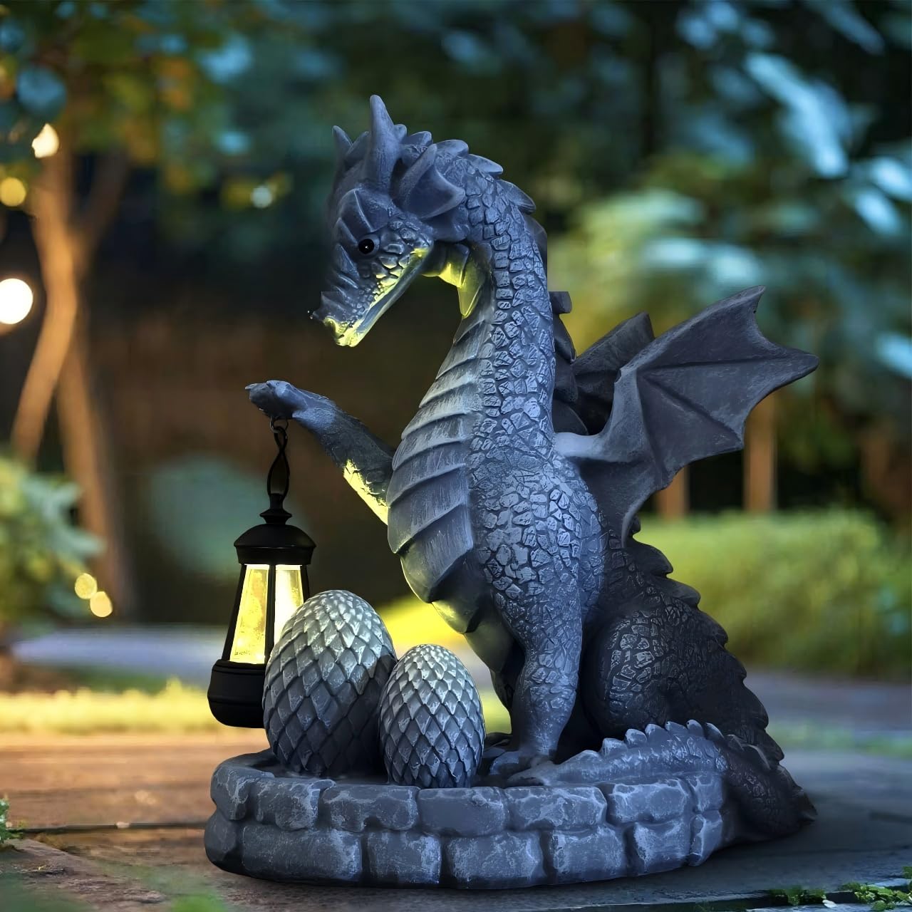 Solar Drachen Figuren Gartendeko, Drachen Ornamente für Draußen mit LED-Solarlaternen, Lustig Dragons Deko Garten, wasserdichte Kunstharz Dekofigur Für Hof Rasen Terrasse (Stil 10)