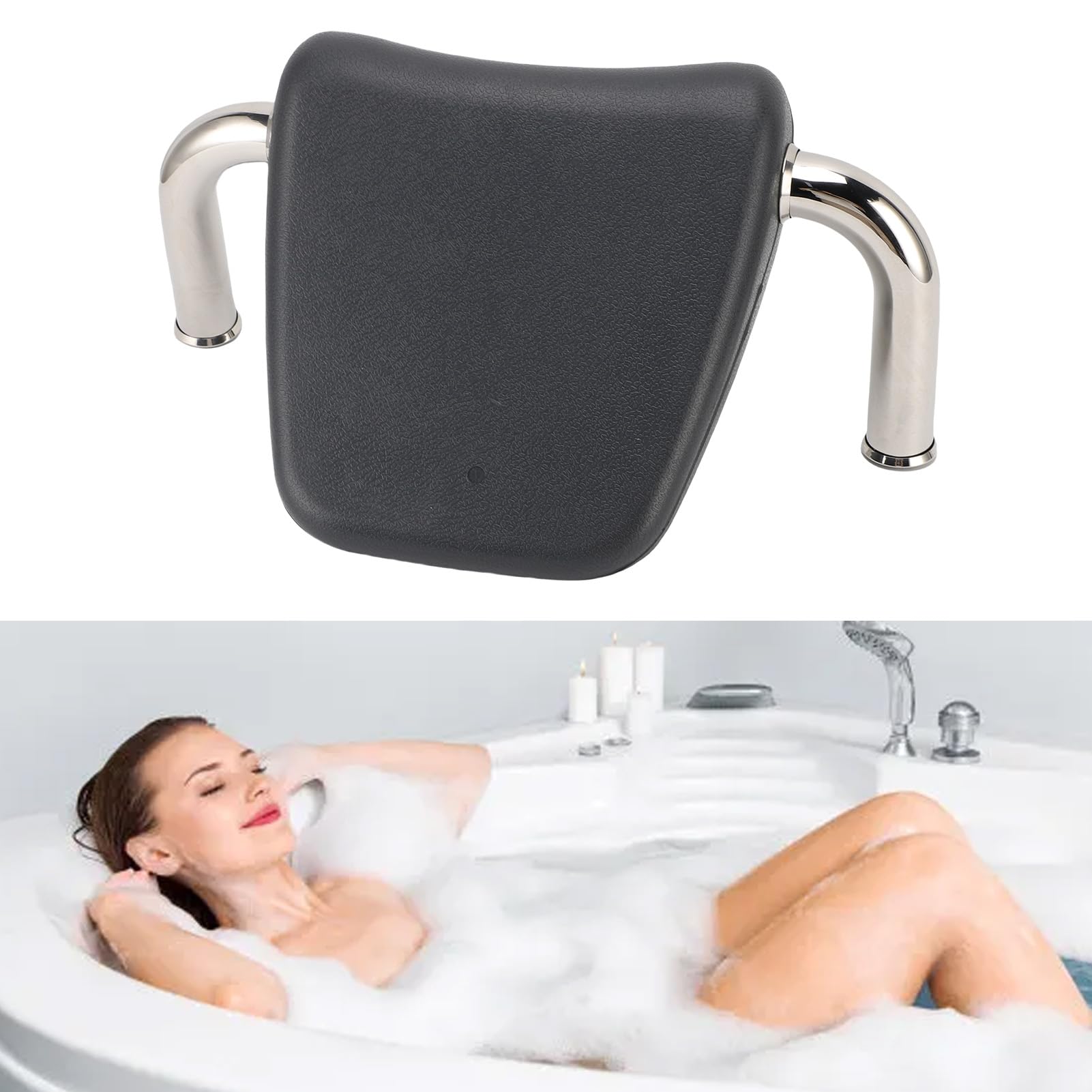 Almohadas Baño SPA, 14,96 X 9,84 X 9,65 Pulgadas, Almohadas Bañera Prueba Agua, Reposacabezas Bañera con Soporte Acero Inoxidable para Hogar, Hotel, Baño, Hidromasaje