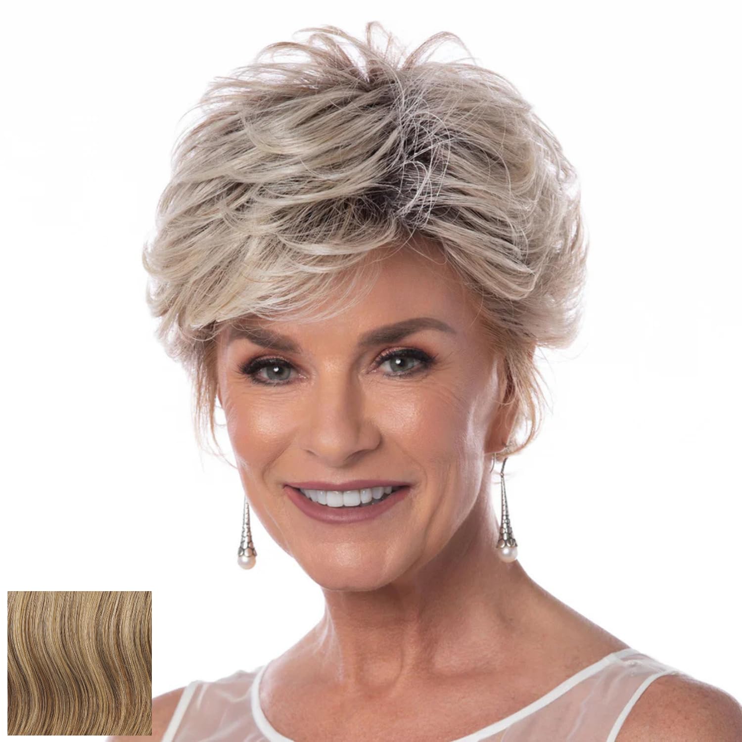 Toni Brattin Salon Select Wig - Short Cut with Curled Layers & Collar-Length Texturing - Heat-Friendly Fiber Looks & Feels like Natural Hair - Adjustable & Comfortable (Black, Regular)