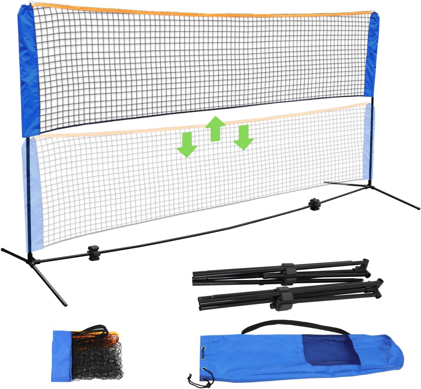 Adjustable Height Portable Badminton Net, Competition Multi Sports Indoor Outdoor Net for Kids Volleyball, Pickleball, Soccer Tennis, Lawn Tennis, Easy Setup for Backyard, Beach, Carry Bag Included