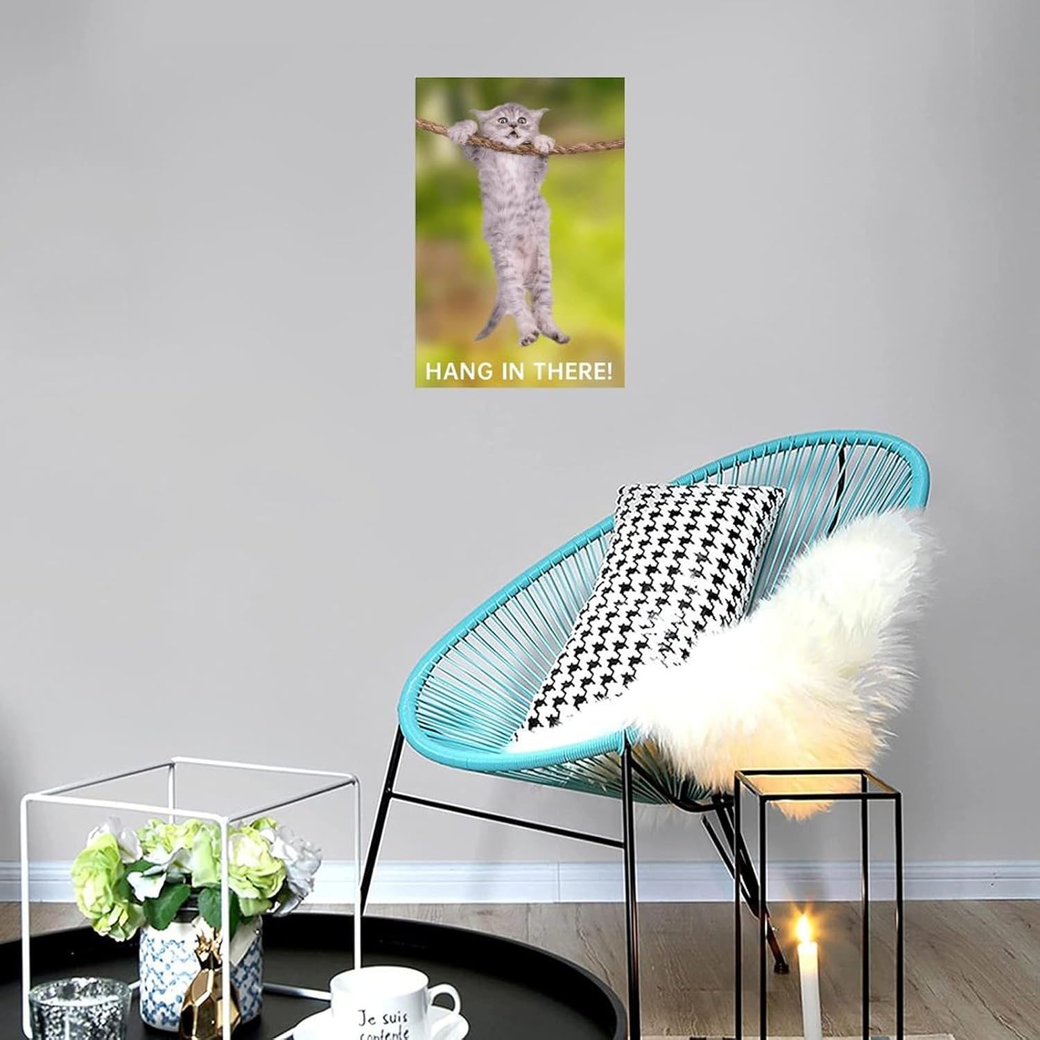Canvas Print Wall Art Decoration Poster 1724839815335 Funny Cat Floral Print Abstract Farmhouse Gallery Aesthetic Room Decor for Bedroom Bathroom 24x36inch(60x90cm) Unframe-style