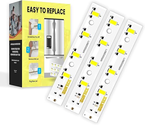 Paquete de 3 tableros de luz LED WR55X26671 PS11767930 AP6035586 compatible con refrigerador GE Reemplazar 4468532 EAP11767930 LED3344588