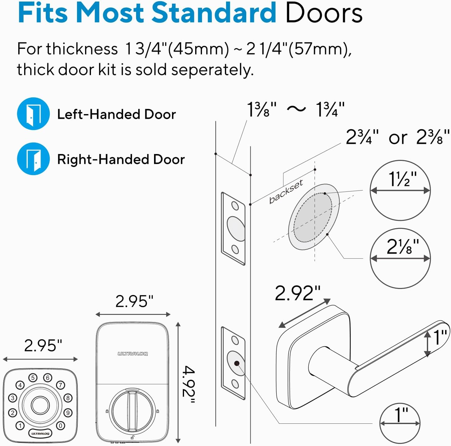 ULTRALOQ U-Bolt Pro WiFi Smart Lock with Handle, Fingerprint Keyless Entry Door Lock Set with Lever, Smart Deadbolt Locks for Front Door, Auto-Lock, Auto Unlock, App Remote Control...