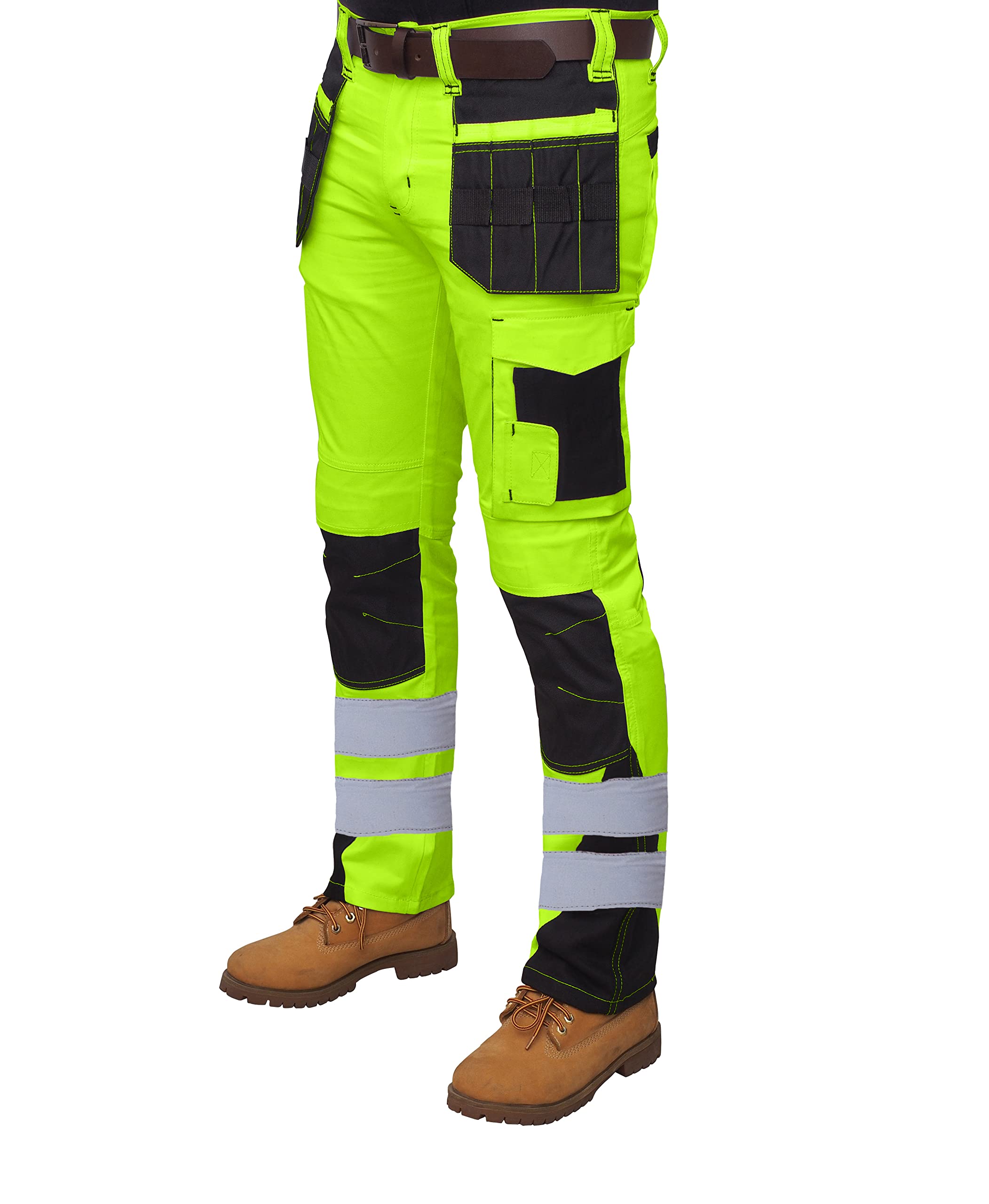 Pantaloni Hi Vis da uomo ad alta visibilità Cargo Workwear Soft Heavy Duty Multi Pocket Easy Care Pantaloni Nastro Riflettente Pantaloni da Lavoro