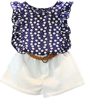 2PCS Set Toddler Kids Baby Girls Outfits Clothes T-Shirt Vest Tops+Shorts Pants