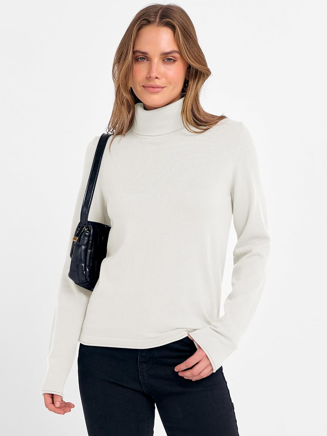 ANRABESS Womens Turtleneck Long Sleeve Sweater Tops Casual Soft Knit Fit Lightweight Basic Pullover 2025 Fall Work Outfits - Image 2