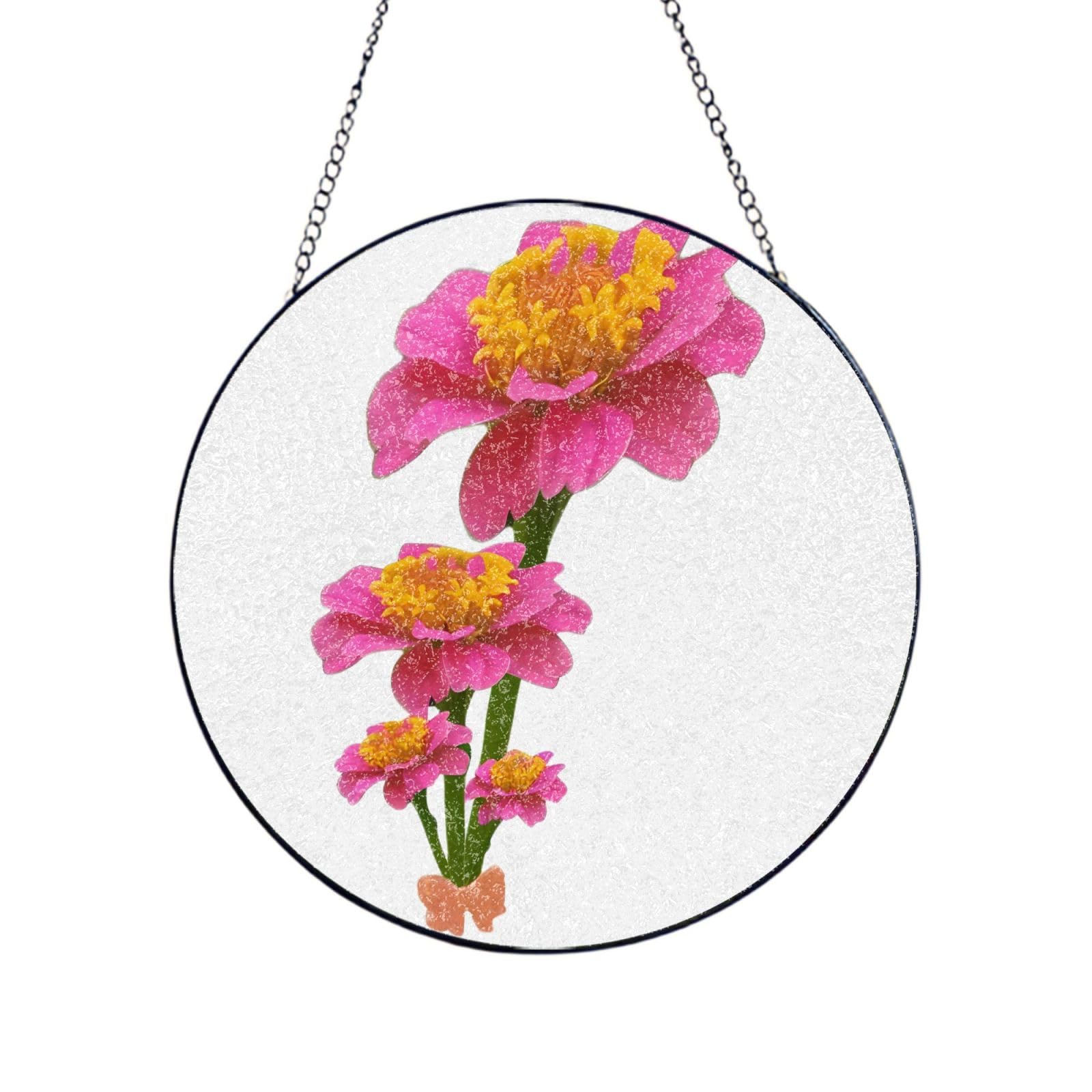 Phayah Fine Leaf Chrysanthemum Print Stained Glass Window Hanging Suncatcher For Door Terrace Garden Home Decor Sun Catcher Birthday Gifts For Lovers Dad Mom 4in（10cm）