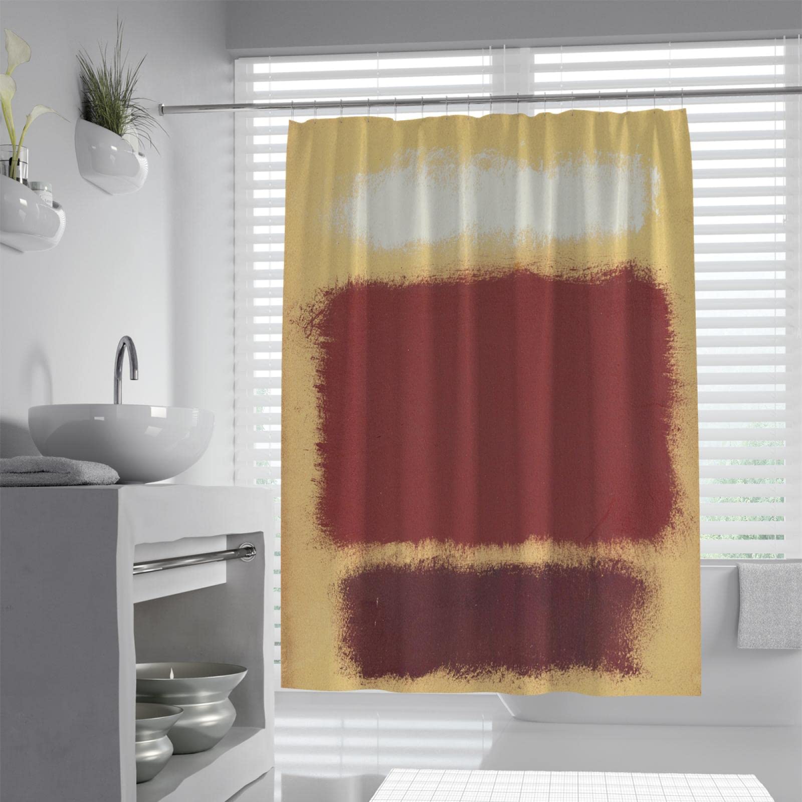 Célèbre Peinture Rideau de Douche Impression Classique rétro Mark Rothko Peinture Abstraite séparation sèche et Humide Rideau de séparation avec Crochets 200x240cm