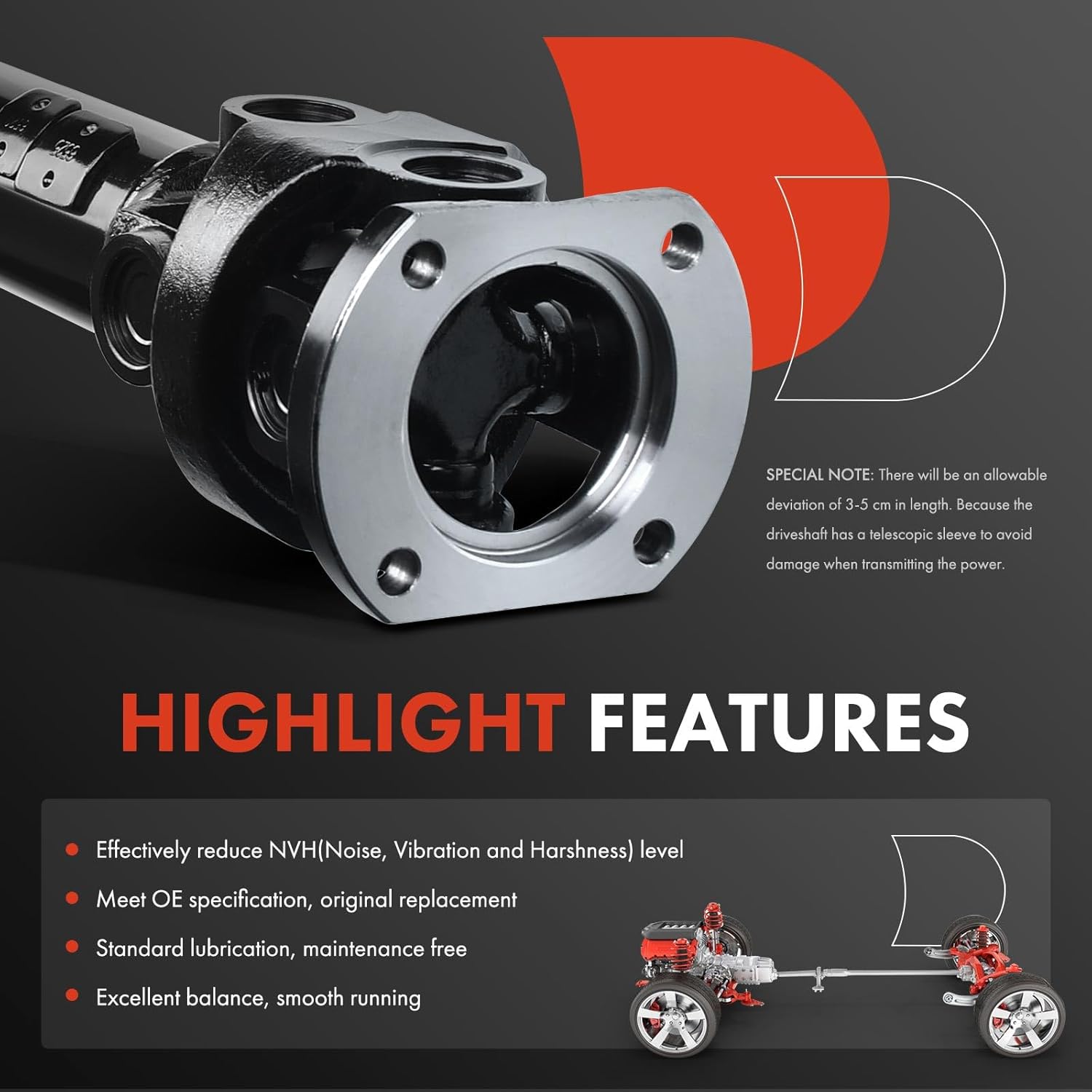 A-Premium Front Complete Drive Shaft Prop Shaft Driveshaft Assembly Compatible with Dodge Ram 1500 1999-2001, Ram 2500 1999, Replace# 52105860AA, 53006786AB