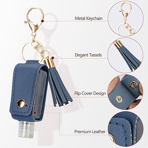 Miniatura 4 de Unaone Soporte para desinfectante de manos de 1 onza1.0 fl oz, tamaño de viaje, botella vacía de cuero con llavero, botella pequeña portátil,