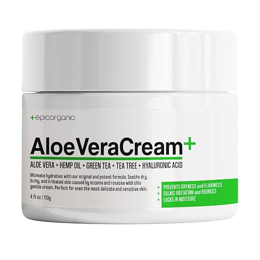 Organic Aloe Vera Moisturizing Cream | Unscented Body and Face Moisturizer For Acne, Psoriasis, Rosacea, Eczema, Aging, Itchy or Sensitive Skin | Hydrating Aloe Vera For Face | Natural Face & Body Lotion For Dry Skin with No Sticky Residue (8 oz)