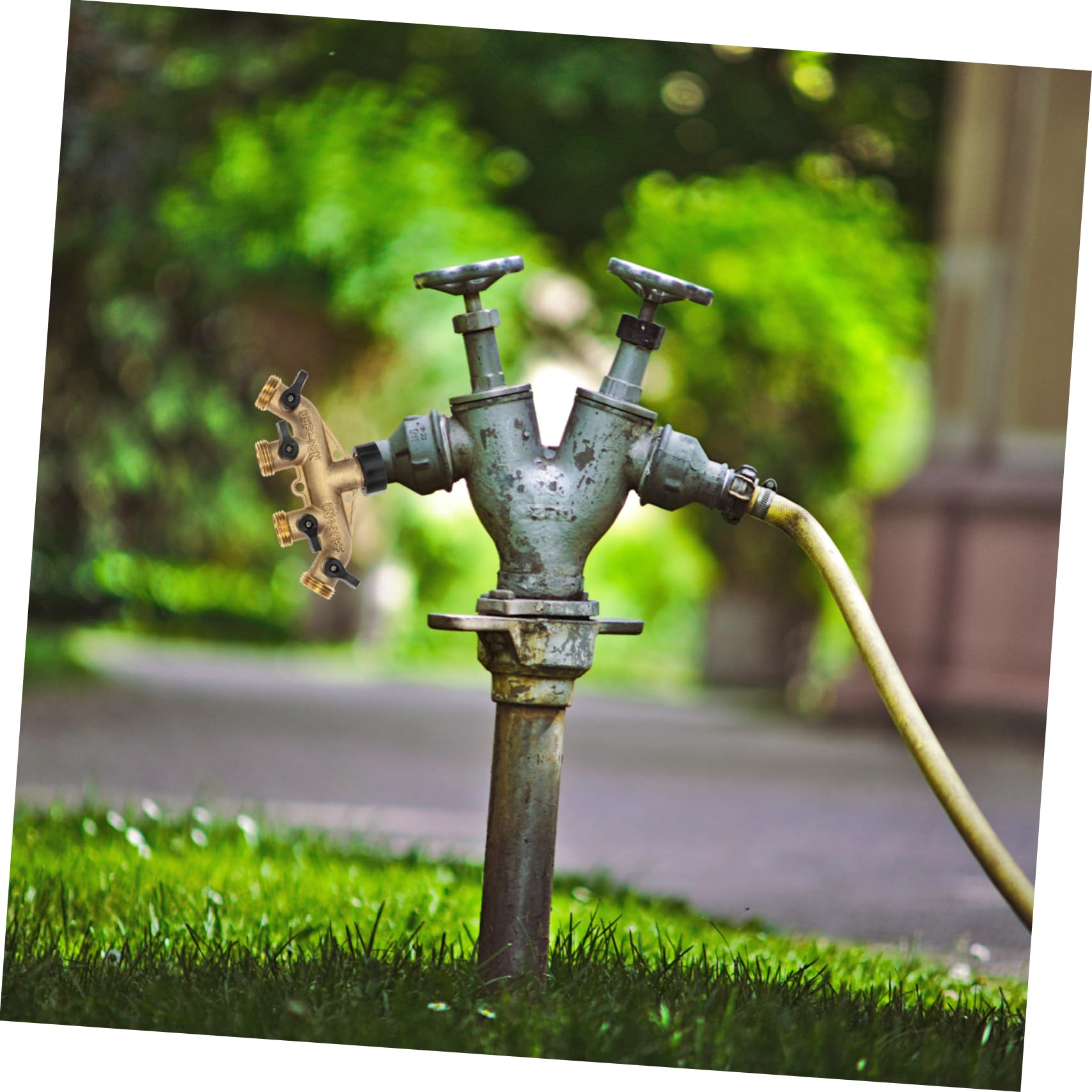 jojofuny Sdoppiatore Rubinetto Giardino in Ottone a 4 Vie, Valvola a Sfera, Senza Perdite, Facile da Installare per Irrigazione e Lavaggio Auto