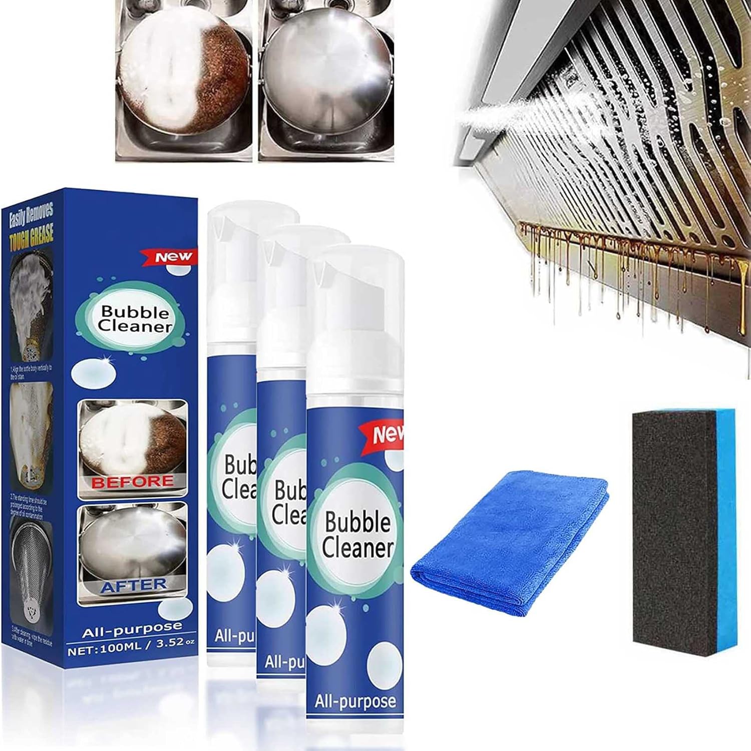 2022 New Upgrade Foaming Heavy Oil Stain Cleaner, Rinse Free Heavy Duty