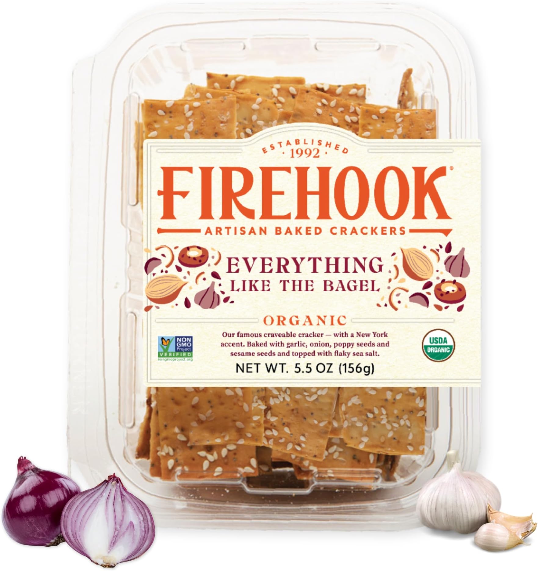 Everything Like the Bagel Crackers – Artisan baked, Uniquely Crunchy, Inspired by Classic Bagel Seasoning – Organic, Non-GMO, Kosher – 5.5 oz Box