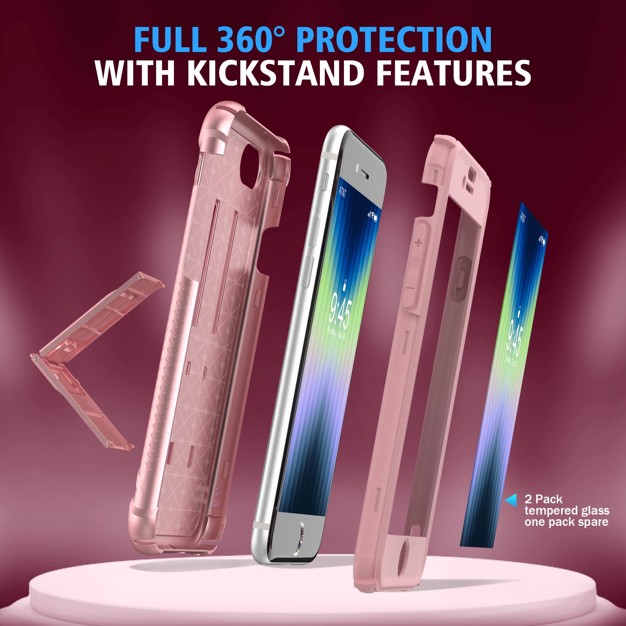 Coque Pour Iphone Se 2020 Avec [2 Verre Trempé] Et [Support