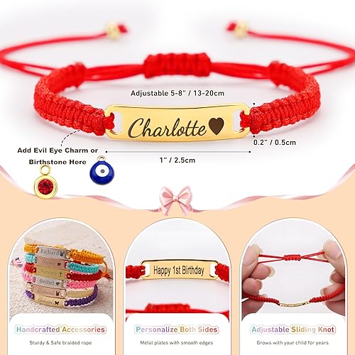 Miniatura 3 de Pulseras de bebé personalizadas para protección de bebés, niñas y niños, dijes opcionales, pulseras chapadas en oro de 18 quilates para niños