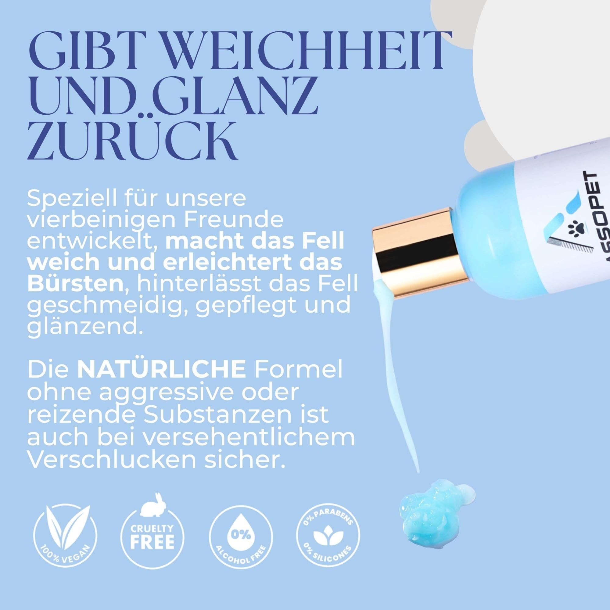 Hunde Conditioner & Fellbalsam 250 ml – ASSOPET – Natürliche Fellpflege mit Bio-Arganöl & Bio-Aloe Vera – Entwirrend, Weichmachend, Glanzgebend – Vegan, Made in Italy
