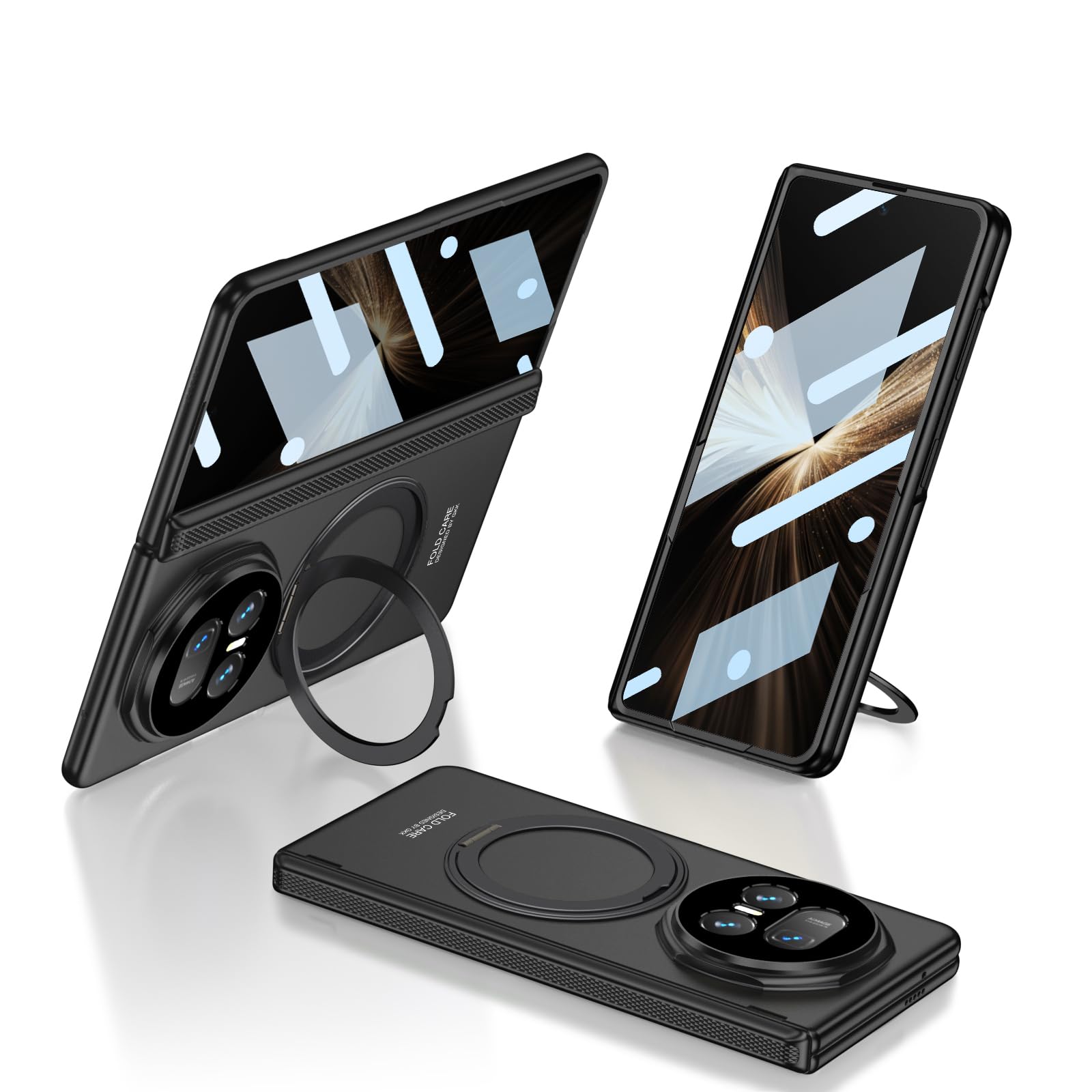 COQUE Étui pour Honor Magic V5 avec Film Trempé, Tout Compris Pliable à Charnière,Housse de Téléphone Pliante pour Honor Magic V5 5G-Noir