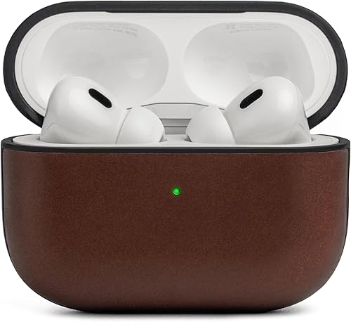 KORDIZ Funda de cuero Impact Airpods Pro de 2 generación  Compatible con Airpods Pro de 2 generación  Cuero genuino  MagSafe  Protección completa