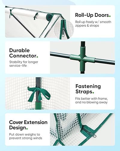 Vista 29 de Quictent Invernadero portátil de 95 pulgadas de ancho x 36 pulgadas de profundidad x 36 pulgadas de alto, 2 ventanas de malla y gran puerta de Verde