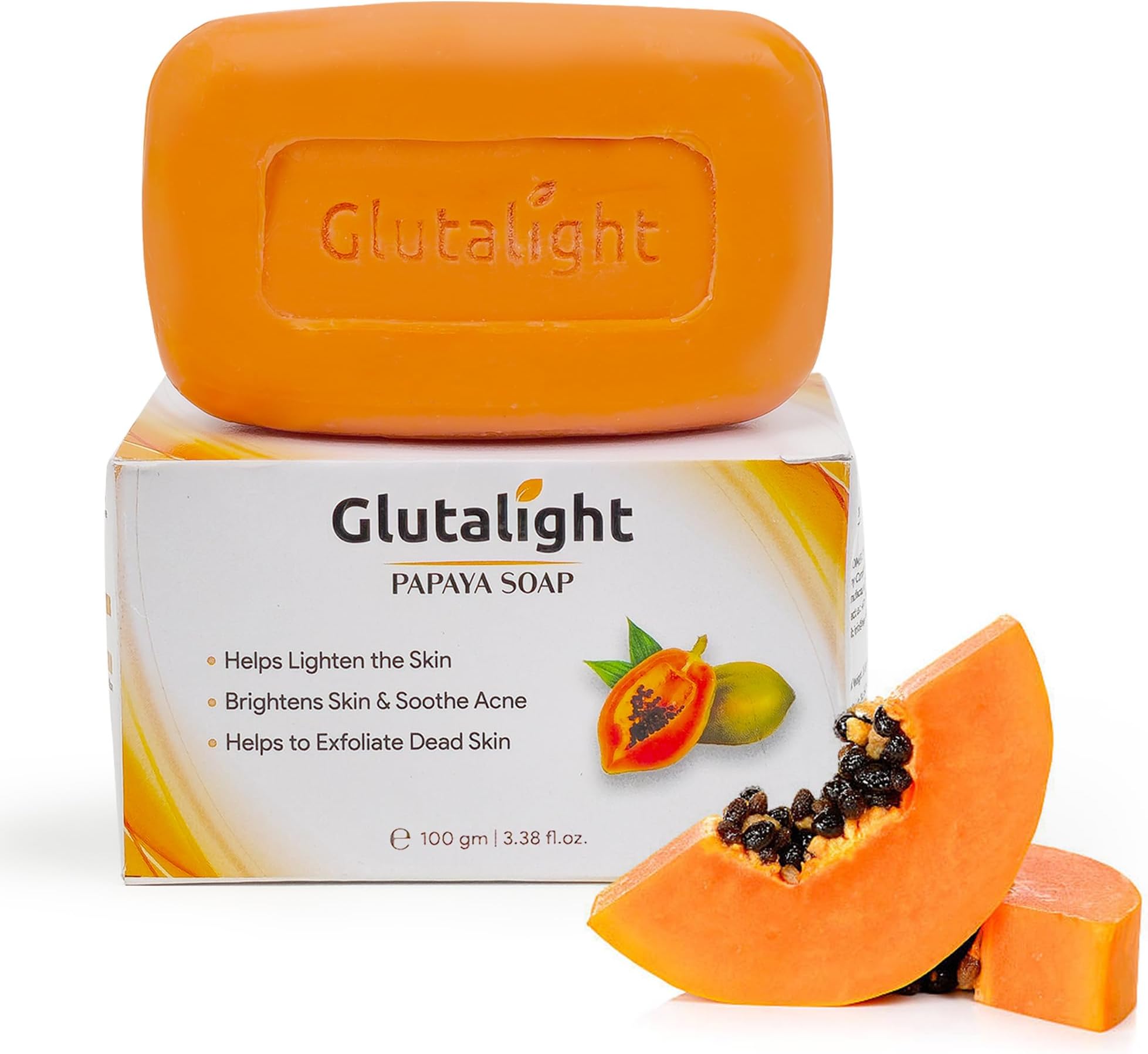 Papaya Soap | Glutathione & Papaya Extract | Body Tan Removal Soap | Fades Pigmentation & Dark Spots | Exfoliate Dead Skin Cells | Bathing Soap for Face & Body | Soap For Bath - Pack of 1