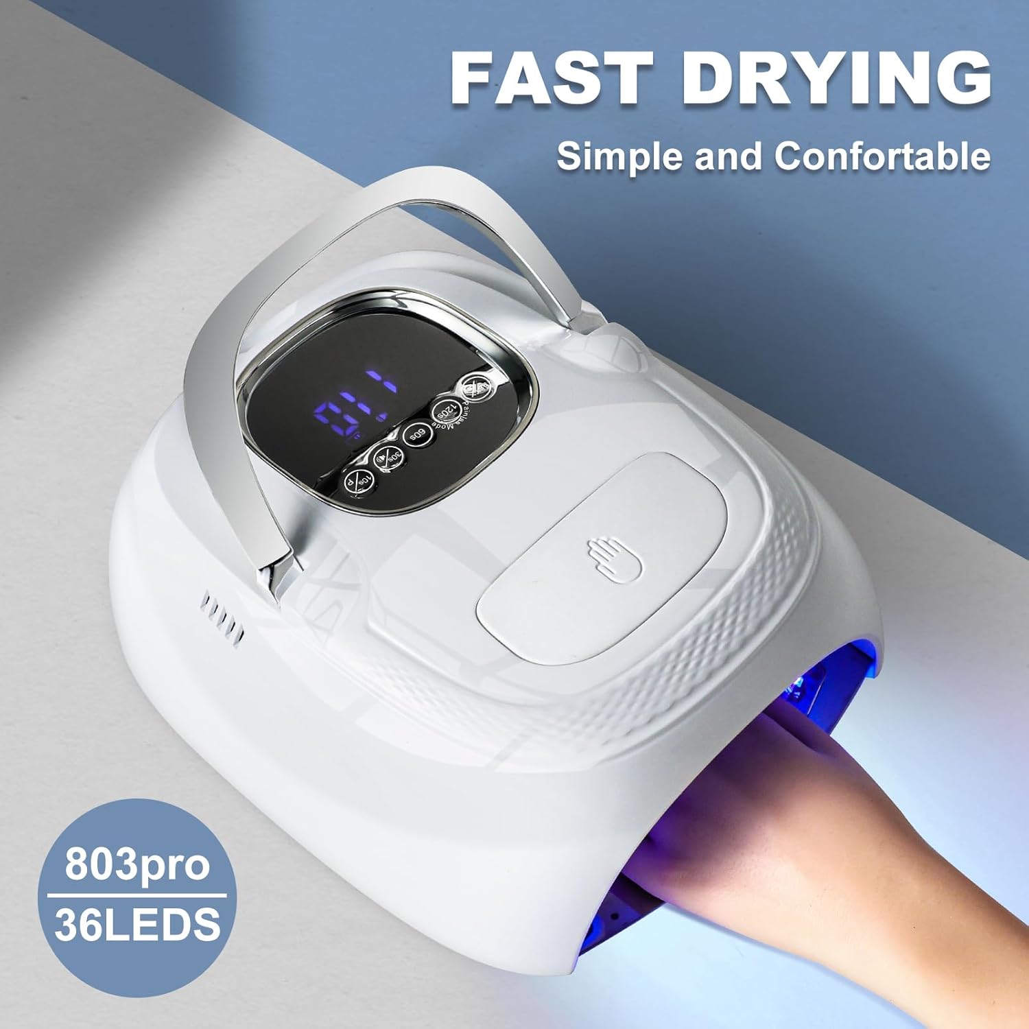 LIMEGIRL Cordless Nail Lamp, 72W Powerful UV LED Nail Dryer with Replaceable Lamp Beads & Battery, UV Light for Gel Polish, Rechargeable & Portable for Professional Nail Salon Use (White, One Battery)