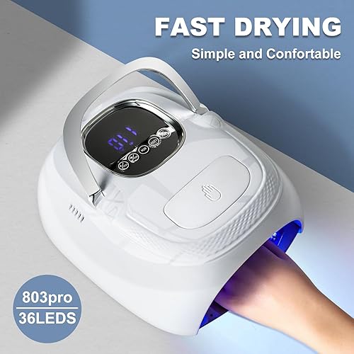 Miniatura 2 de LIMEGIRL Lámpara de uñas inalámbrica, potente secadora de uñas LED UV de 72 W con cuentas de lámpara reemplazables y batería, luz UV para esmalte de