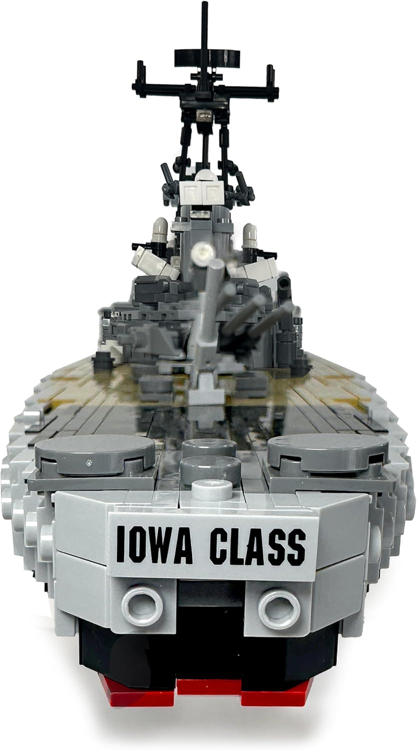 General Jim's Deluxe Edition USS Missouri Battleship Building Set – 2,631 Piece WW2 Iowa-Class Model w/Rotating Guns, Radar, Cruise Missiles, 3-Piece Design & Rolling Wheels – Compatible Brick Brands